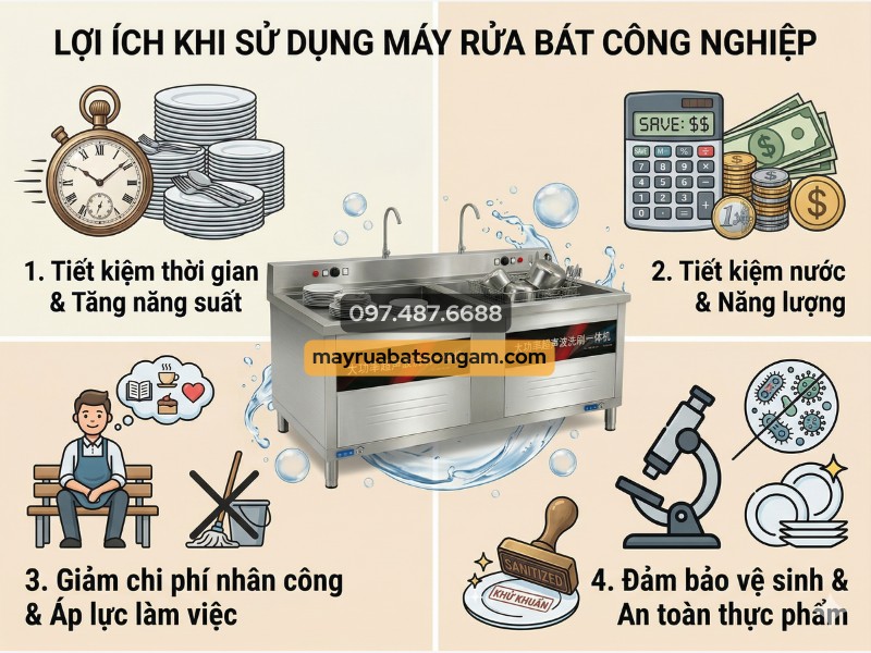Lợi Ích Khi Sử Dụng Máy Rửa Bát Công Nghiệp